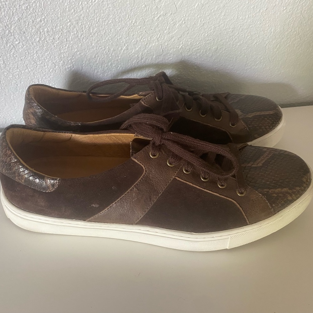 Trask brown snakeskin sneakers